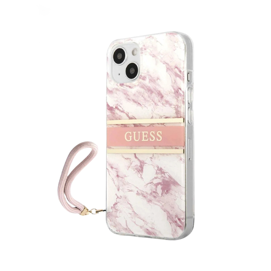 CARATULA GUESS MARBLE STRIPE IPHONE 15/14/13 ROSA