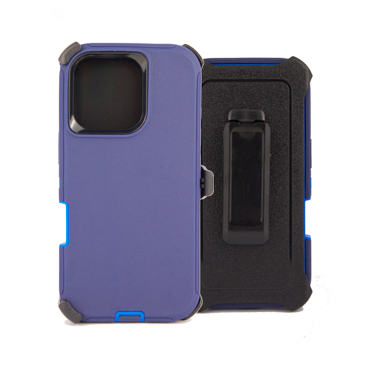 ESTUCHE TIPO DEFENDER IPHONE 16 PRO AZUL CON CLIP
