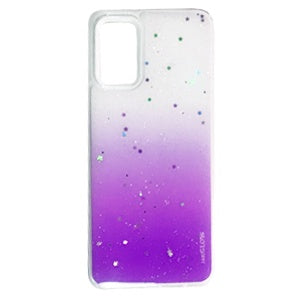 CARATULA JAB GLOW GLITTER DIFUMINADO SAMSUNG A02s LILA (6697223520464)