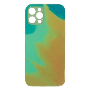 CARATULA GLASS ACUARELA IPHONE 12 PRO VERDE/AMARILLO (6697224896720)