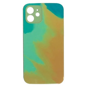 CARATULA GLASS ACUARELA IPHONE 12 VERDE/AMARILLO (6697278636240)