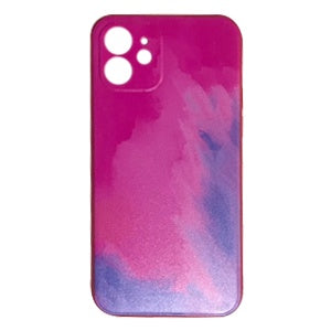 CARATULA TPU ACUARELA IPHONE 12 ROJA/ROSA (6697271951568)
