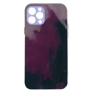 CARATULA GLASS ACUARELA IPHONE 12 PRO LILA/VINO (6697225650384)