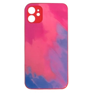 CARATULA GLASS ACUARELA IPHONE 12 ROJA/ROSA (6697243902160)