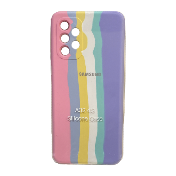 CARATULA SILICON C/LOGO SAMSUNG A32 4G ARCOIRIS PASTEL
