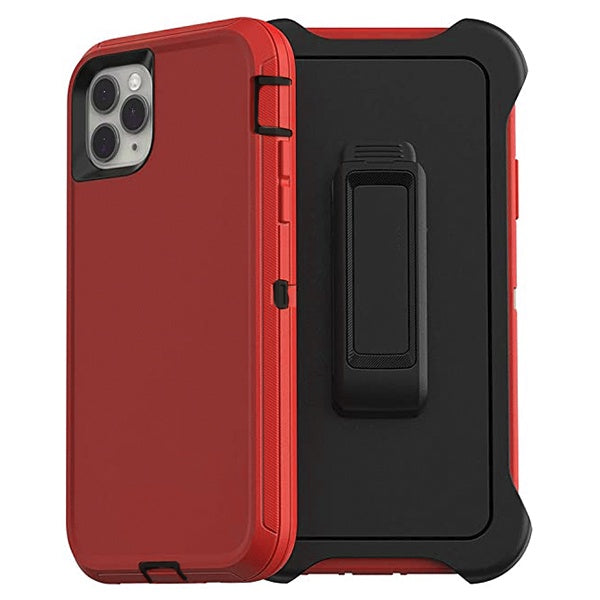 ESTUCHE TIPO DEFENDER IPHONE 13 PRO MAX/12 PRO MAX ROJO/NEGRO CON CLIP