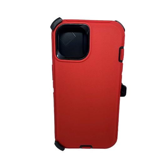 ESTUCHE TIPO DEFENDER IPHONE 14/13 ROJO/NEGRO CON CLIP