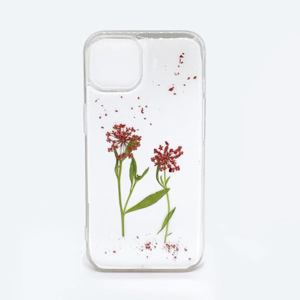 CARATULA FLORES SECAS IPHONE 14/13 TRANSPARENTE