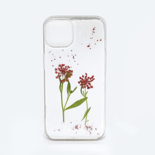 CARATULA FLORES SECAS IPHONE 14/13 TRANSPARENTE