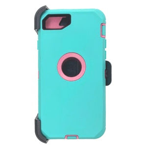 ESTUCHE TIPO DEFENDER IPHONE 7/8/SE2/SE3 AQUA/ROSA CON CLIP