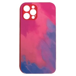 CARATULA GLASS ACUARELA IPHONE 12 PRO MAX ROJA/ROSA (6697246392528)