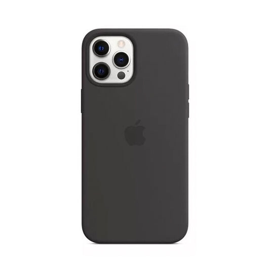 CARATULA SILICON TIPO ORIGINAL C/LOGO IPHONE 12 PRO MAX NEGRA