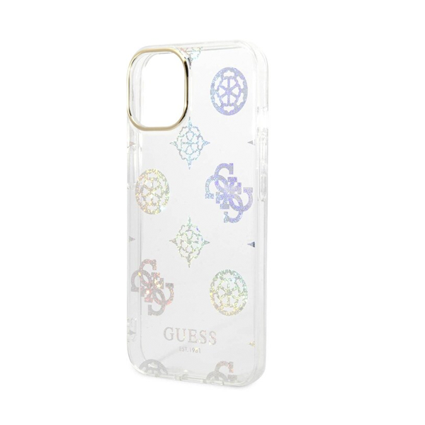 CARATULA GUESS PEONY GLITTER IPHONE 14 PRO MAX PLATA