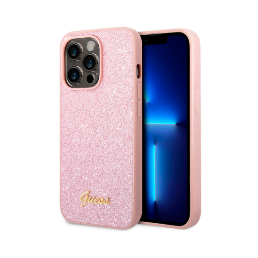 CARATULA GUESS GLITTER FLAKES IPHONE 14 PRO MAX ROSA
