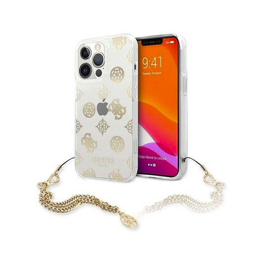 CARATULA GUESS PEONY CHARM IPHONE 14 PRO MAX ORO