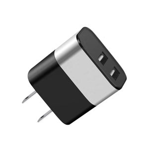 ADAPTADOR DUAL USB DE PARED CARGA RAPIDA 3.1 A NEGRO/PLATA (6697227452624)