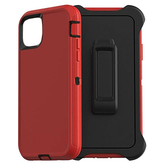 ESTUCHE TIPO DEFENDER IPHONE 13 ROJO/NEGRO CON CLIP