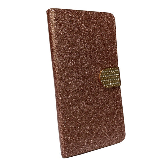 FUNDA FLIP BRILLOS UNIVERSAL 5.3 A 5.7 IN ROSE GOLD