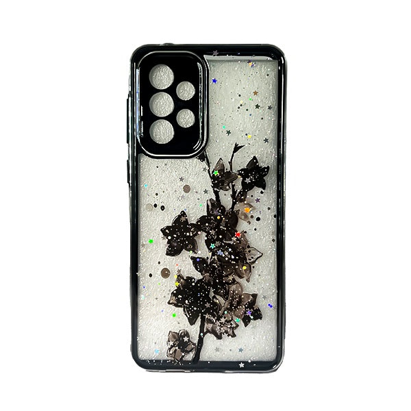CARATULA BRILLOS FLORES SAMSUNG A33 5G NEGRA