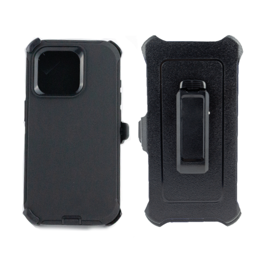 ESTUCHE TIPO DEFENDER IPHONE 15 PRO MAX NEGRO CON CLIP