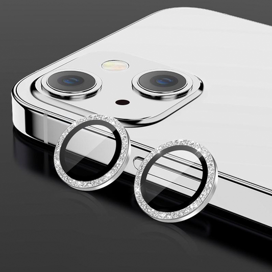PROTECTOR CAMARA CRISTAL TEMPLADO COLORES IPHONE 14/14 PLUS GLITTER PLATA