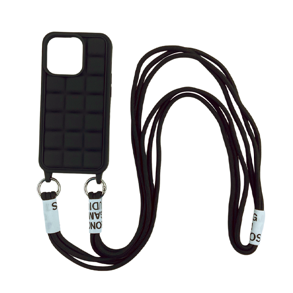 CARATULA SILICON CON CORDON IPHONE 14 PRO MAX NEGRO