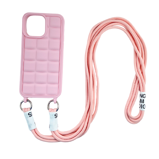 CARATULA SILICON CON CORDON IPHONE 14 PRO MAX ROSA