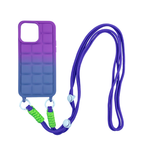 CARATULA SILICON CON CORDON IPHONE 15 PRO MAX MORADO/GRIS