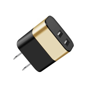 ADAPTADOR DUAL USB DE PARED CARGA RAPIDA 3.1 A NEGRO/ORO (6697238954192)