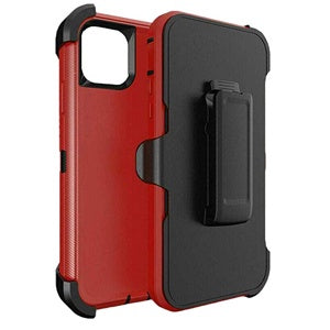 ESTUCHE TIPO DEFENDER IPHONE 11 ROJO/NEGRO CON CLIP (6697077211344)